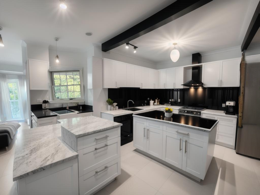 Modern Kitchen Design: Black, Gold & White Elegance
