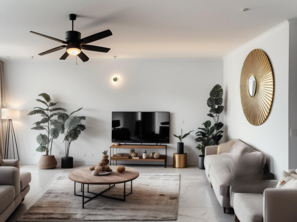 Contemporary Living Room: Black, Emerald Green & Gray Elegance