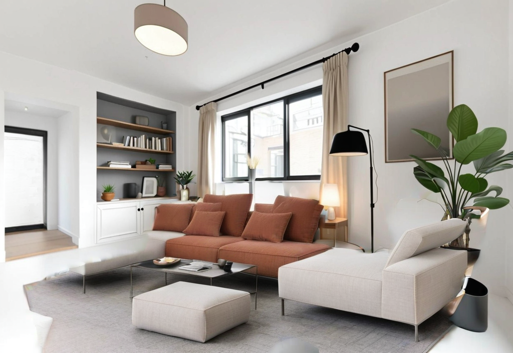Modern Living Room with Charcoal and Silver Elegance