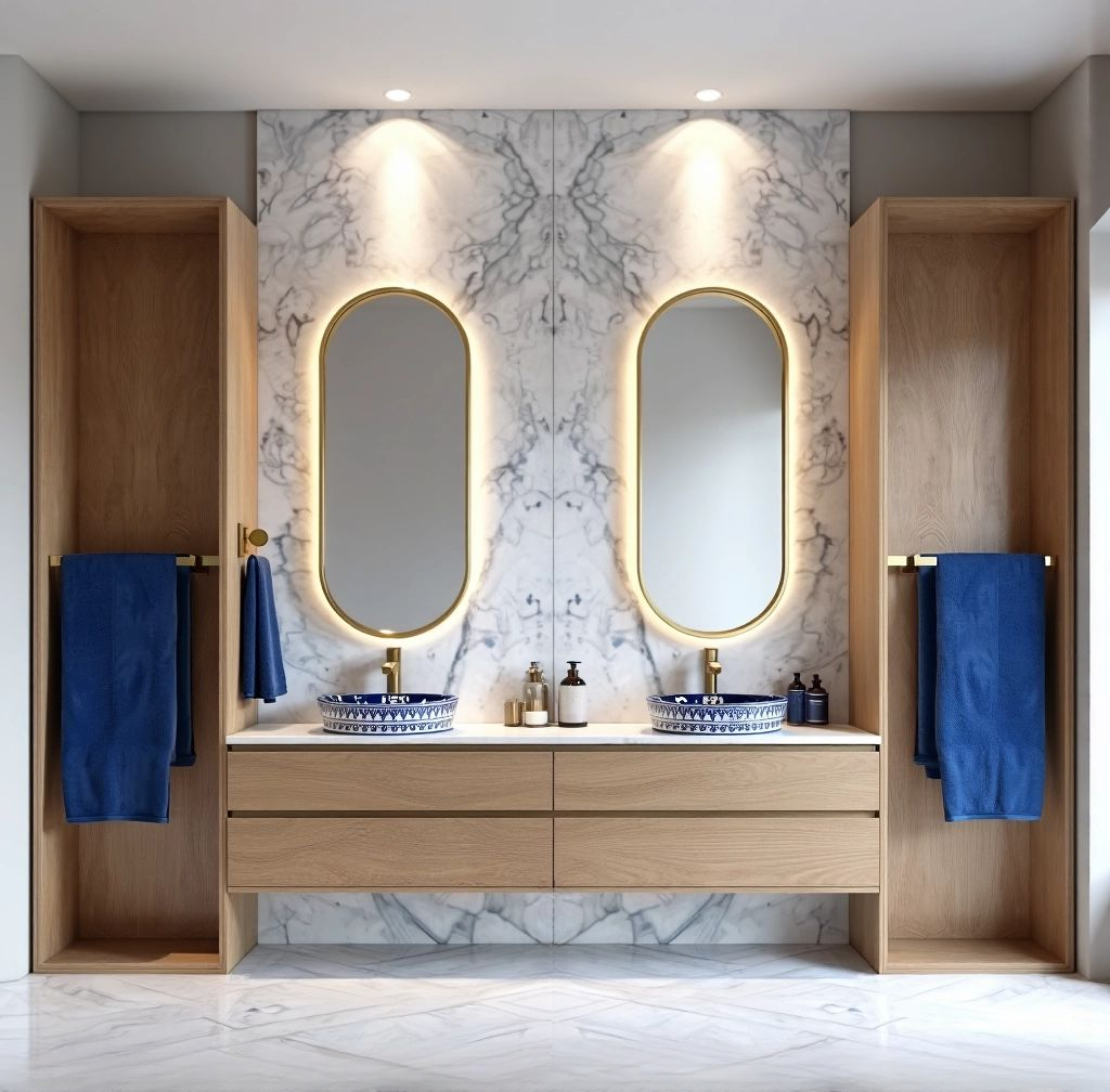 Elegant Contemporary Bathroom with Moroccan Flair