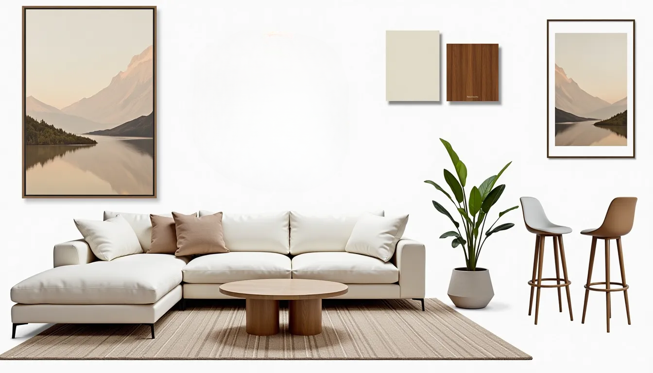 Contemporary Living Room: Elegant White & Beige Harmony