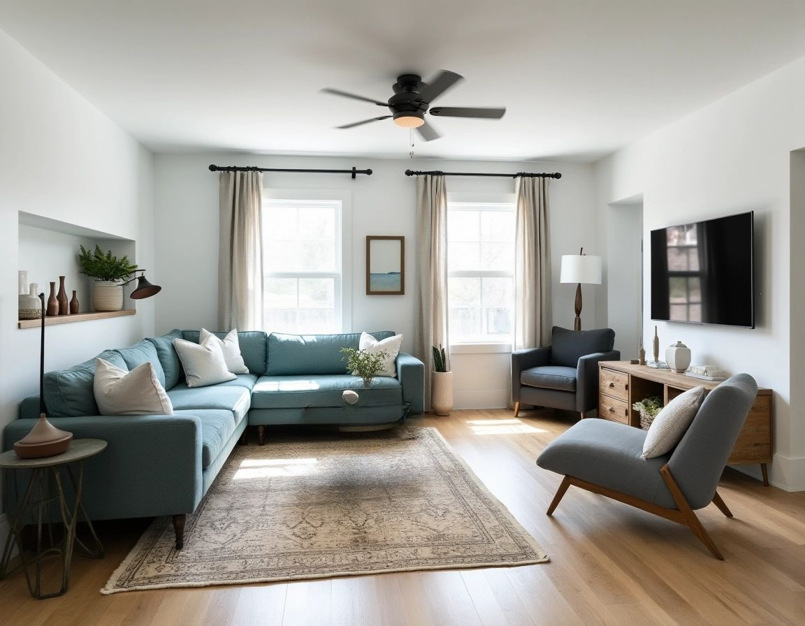 Rustic Living Room with Slate Blue & Teal Accents