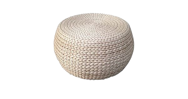 Amazon - Pouf Ottoman Japanese Small Floor Foot-Stool Handmade Natural Round Poufs Foot-Rest Rattan Seat Braided Wood Stuffed Poufs for Living Room/Bedroom/Farmhouse Boho Home Decor 12.6&#34; x 8.7&#34;