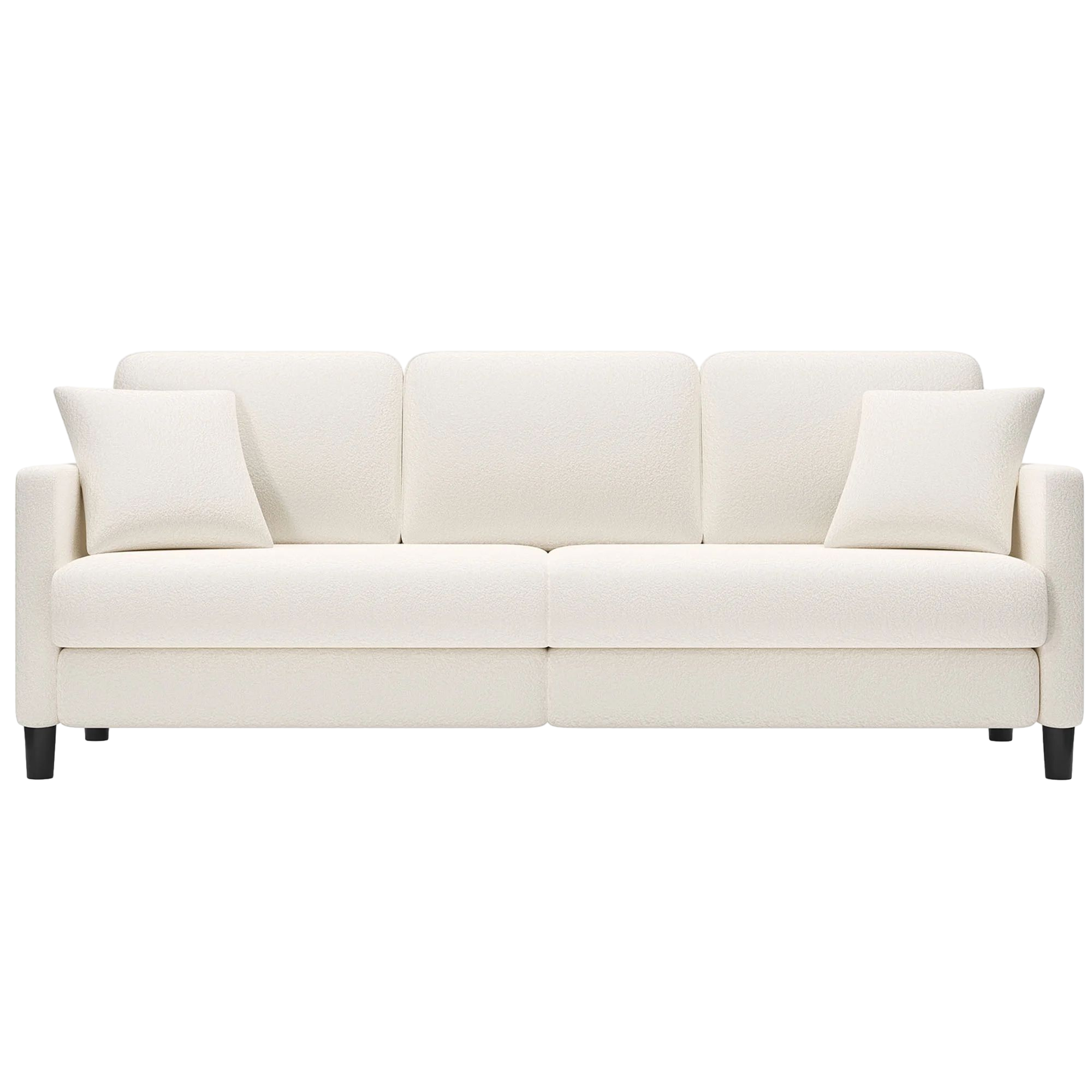 83" Sofa Couch for Living Room,Comfy Teddy Fleece Loveseat Sofa,Extra Deep Seat Couches ,Neche Tool-Free Setup Love Seat with 2 Pillows,Beige White - Walmart.com