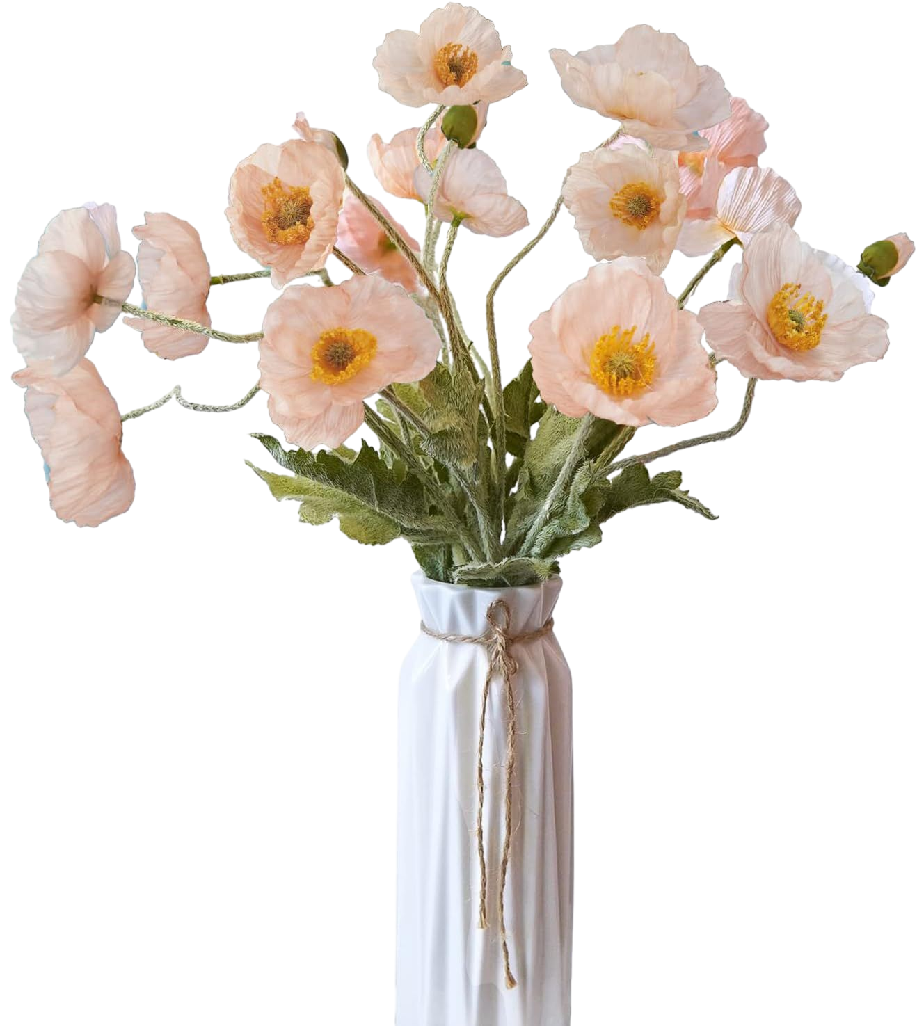 Amazon - Kainonnan Artificial Flowers 5Pcs Poppies Flowers Artificial Silk Flowers for Home Office Wedding Outdoor Decor (Champagne)