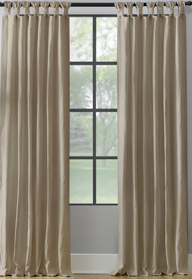 Okeelanta Washed Casual Solid Semi-Sheer Tab Top Single Curtain Panel