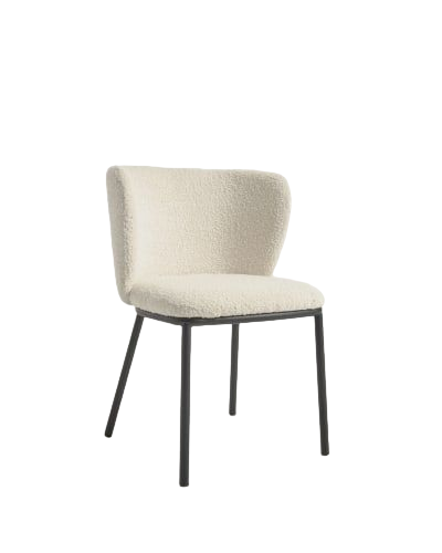 Cadeira Ciselia em borrego branco e metal preto | Kave Home®