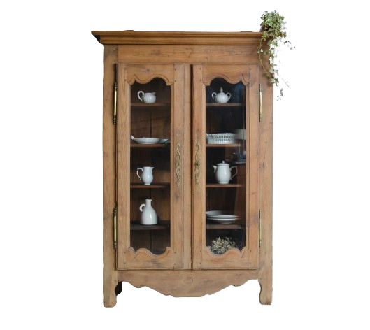 French Antique 19th Century Oak Glazed Display Cabinet / Library Bookcase / Linen Press / Cupboard With Shelves - Etsy.de