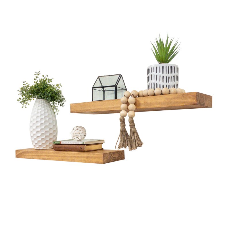 Evonne Solid Wood Floating Shelf (Set of 2)