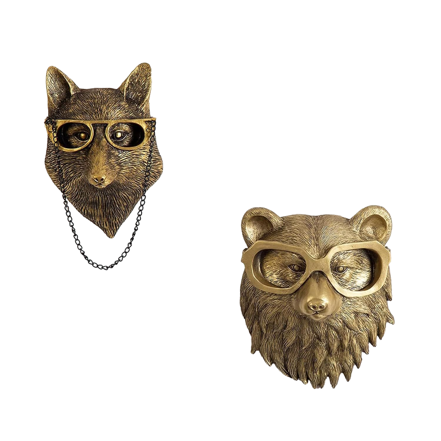 Animal Heads Wall Decor, Faux Deer Head Mount, Animal Sculptures Wall Decor, Resin Animal Head Wall Hanging Decoration for Living Room Bedroom Kitchen Gift,5pcs