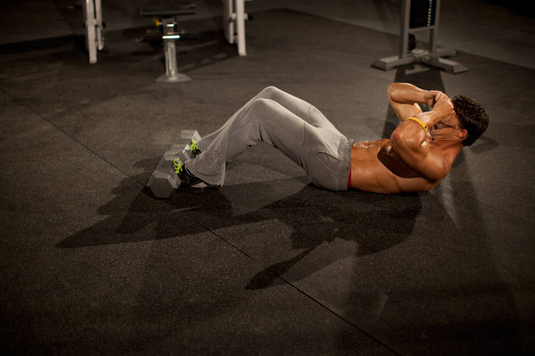3/4 Sit-Up — starting position, working the abs