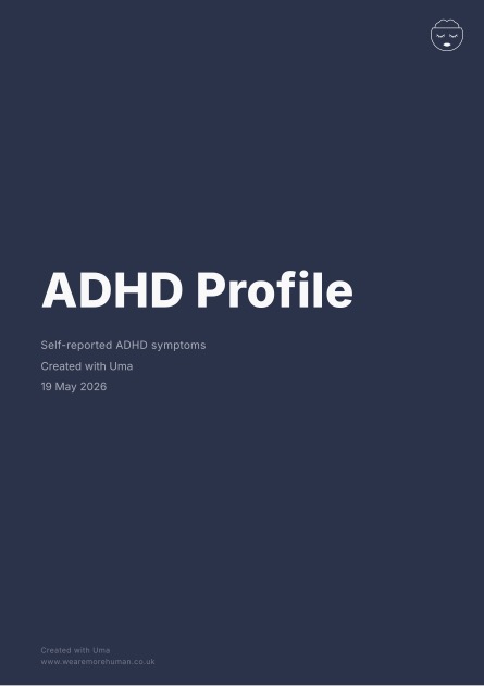 Page from an anonymous Uma ADHD self-report