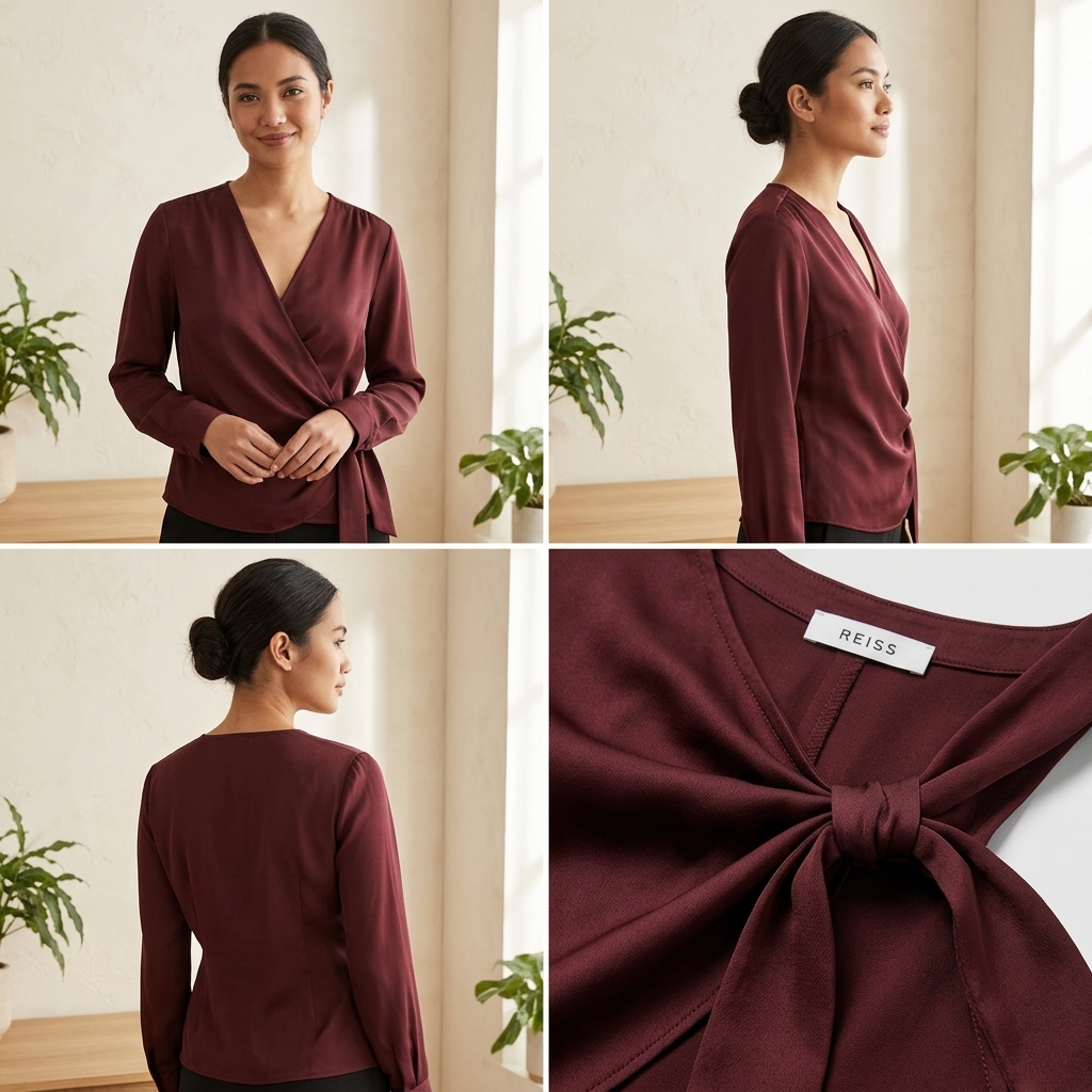 Amara Deep Burgundy Wrap Blouse 4