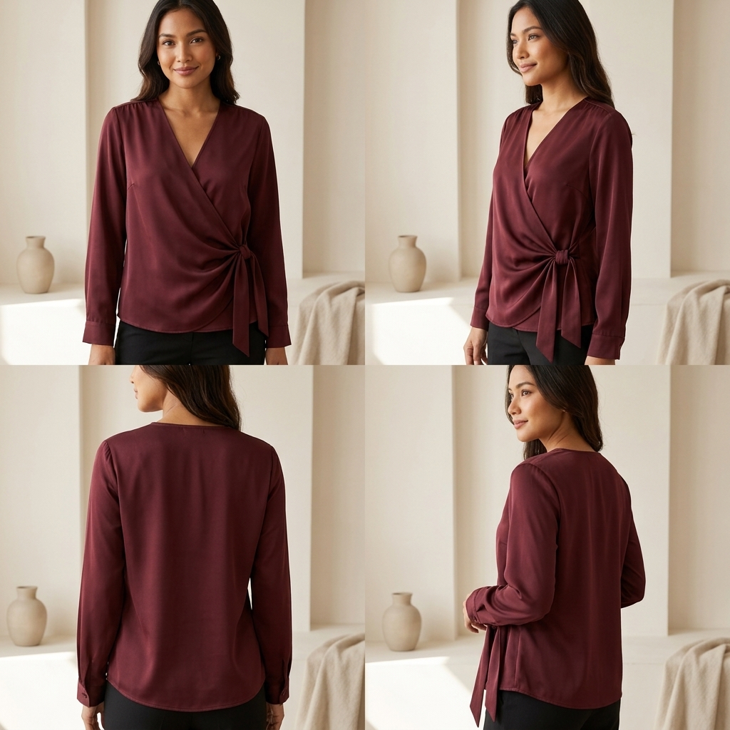 Amara Deep Burgundy Wrap Blouse 3
