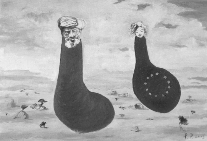 Павел Пепперштейн. Серия «Политические галлюцинации», 2003, «Проблемы на пути в современный мир»