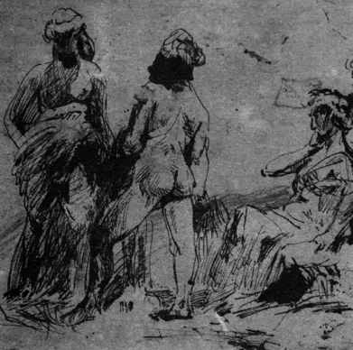 Вера Хлебникова. Суд Париса. 1994. Бумага, карандаш.