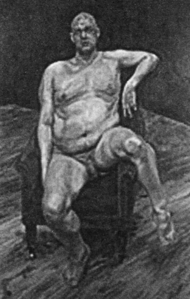 Люсьен Фрейд. Ли Бауери (сидящий). 1990