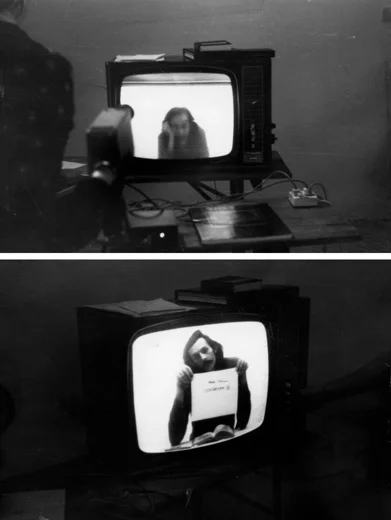 Младен Стилинович «Цензурирую себя», 1976. Брдо в Истрии, ч/б, 15 мин., Сони, звук. «Я записал на видеокассету то, что, мне казалось, ни один ТВ канал никогда не покажет. Я записывал пленку с телевизора, выключая телевизор, когда я догадывался, что пленка подверглась бы цензуре. Я показывал эту плен