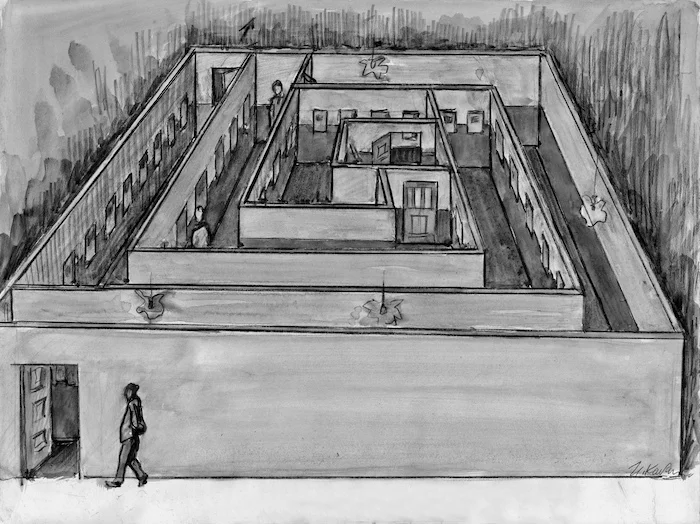 Илья Кабаков «Лабиринт (Альбом моей матери)», 1990. Эскиз инсталляции. Предоставлено Эмилией Кабаковой.