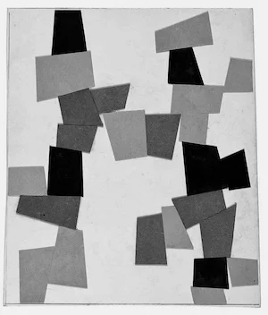 Ханс Арп «Квадраты, расположенные по закону случая», коллаж, 1916.