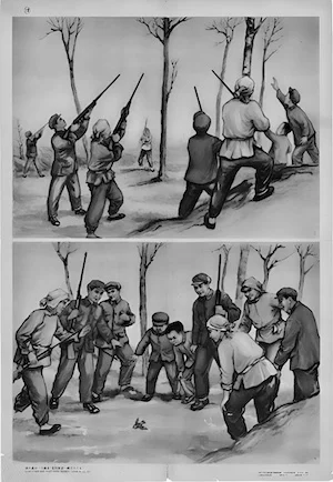 Плакат времени кампании «Уничтожение воробьев», 1958.