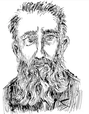 Георгий Литичевский «Людвиг Фейербах», из графической серии, посвященной Каспару Хаузеру, 2021. Предоставлено автором.