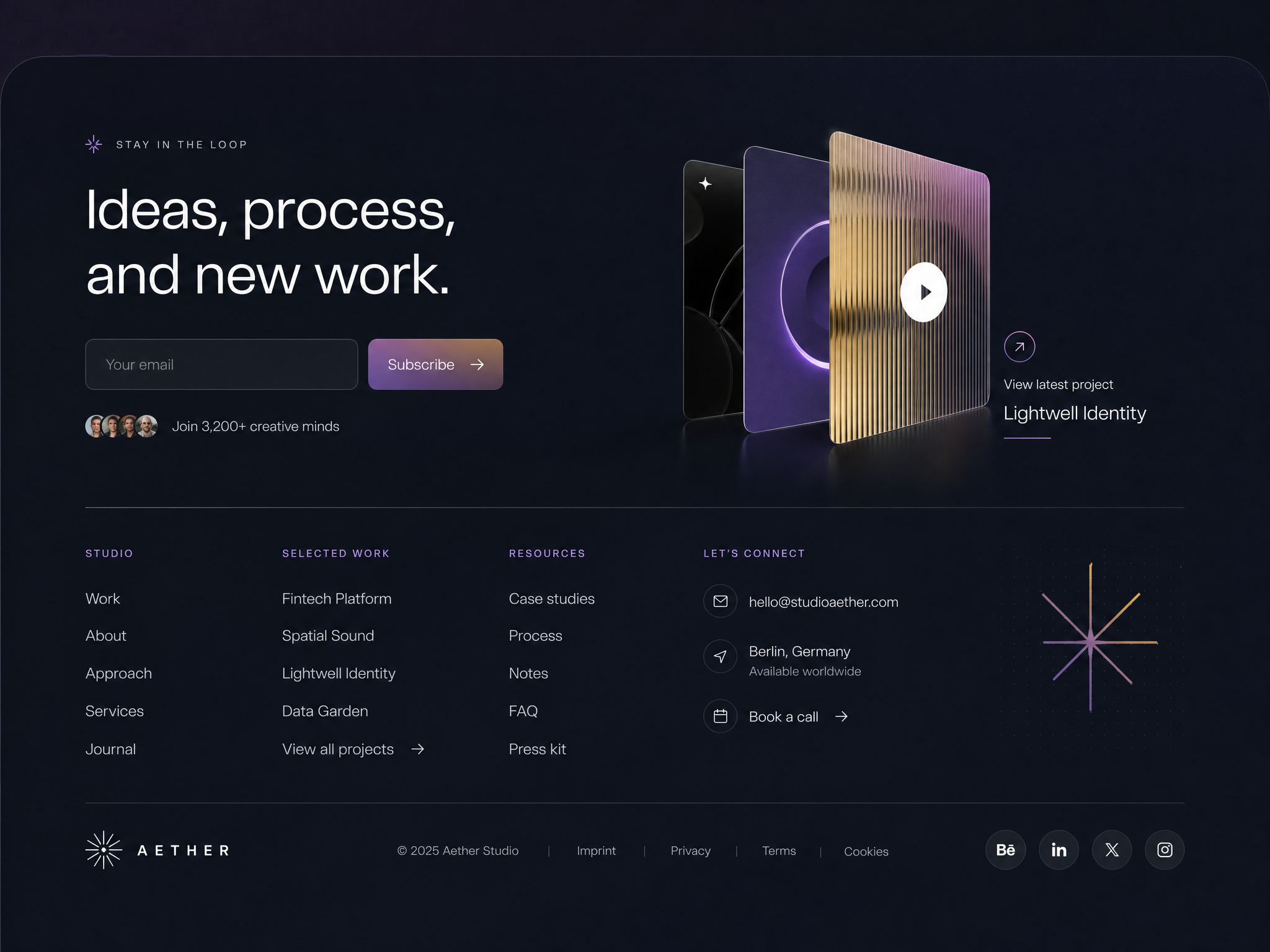 Portfolio Footer web design