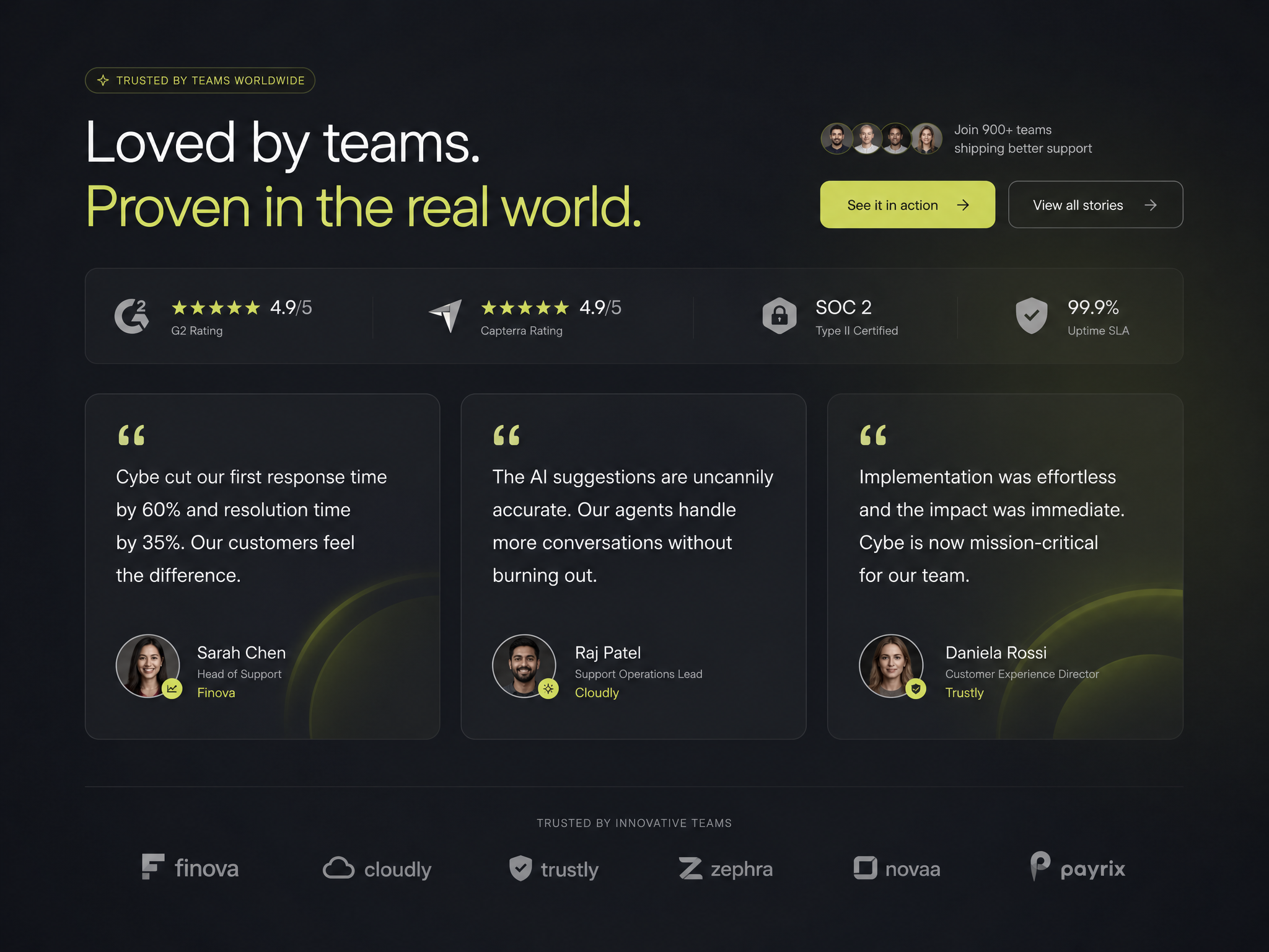 SaaS Testimonials web design