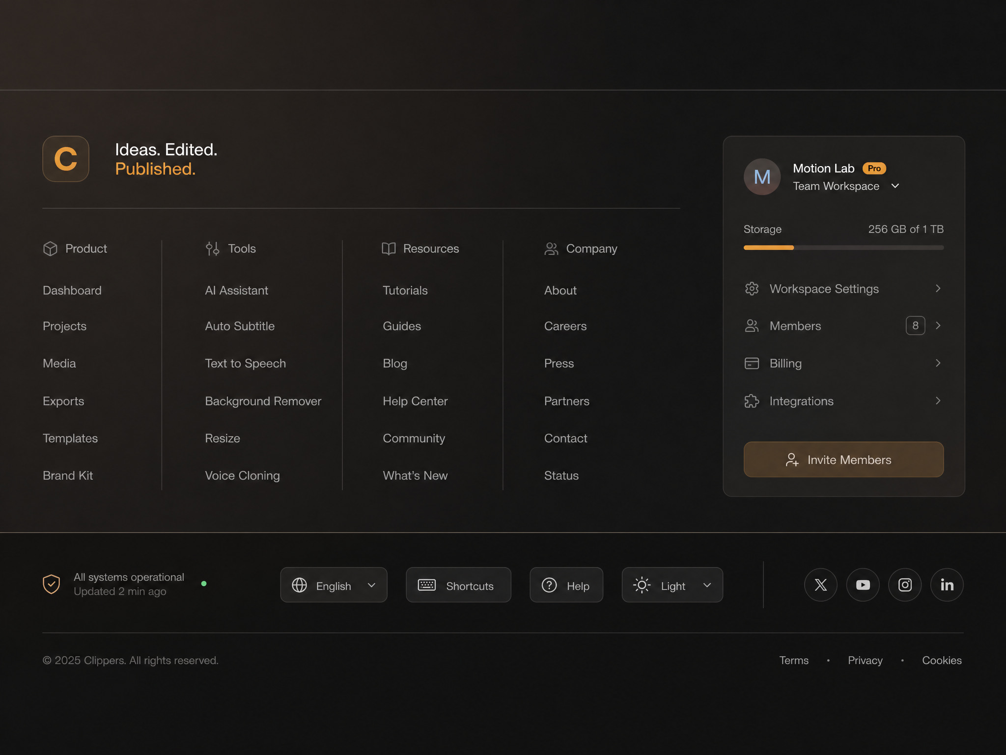 Dashboard Footer web design