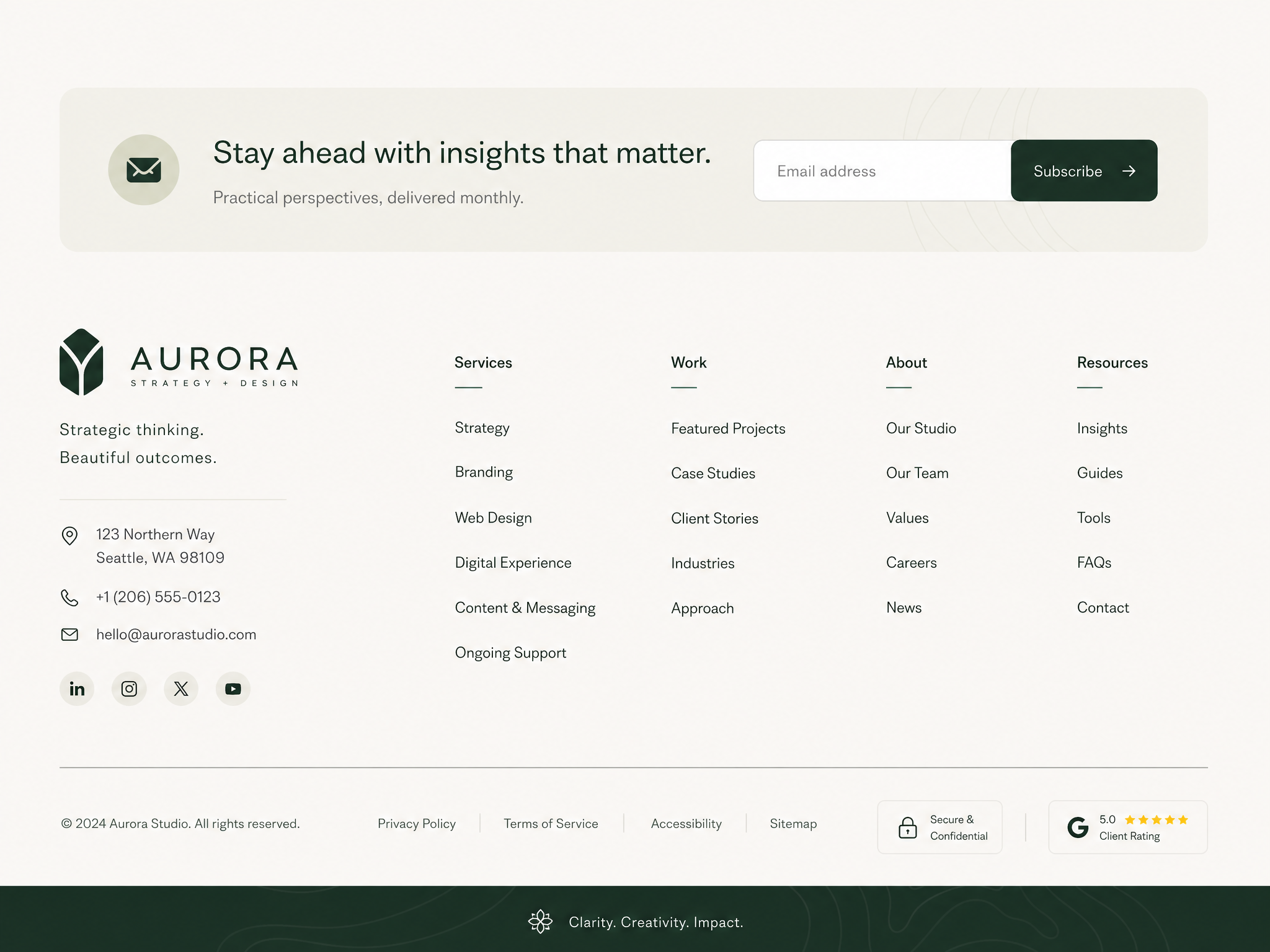 Services Footer web design