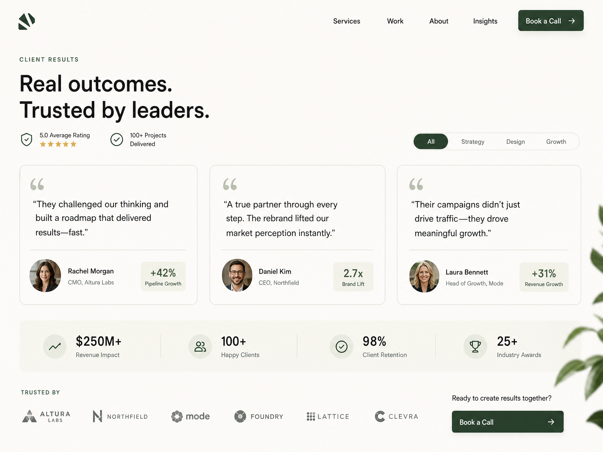 Services Testimonials web design
