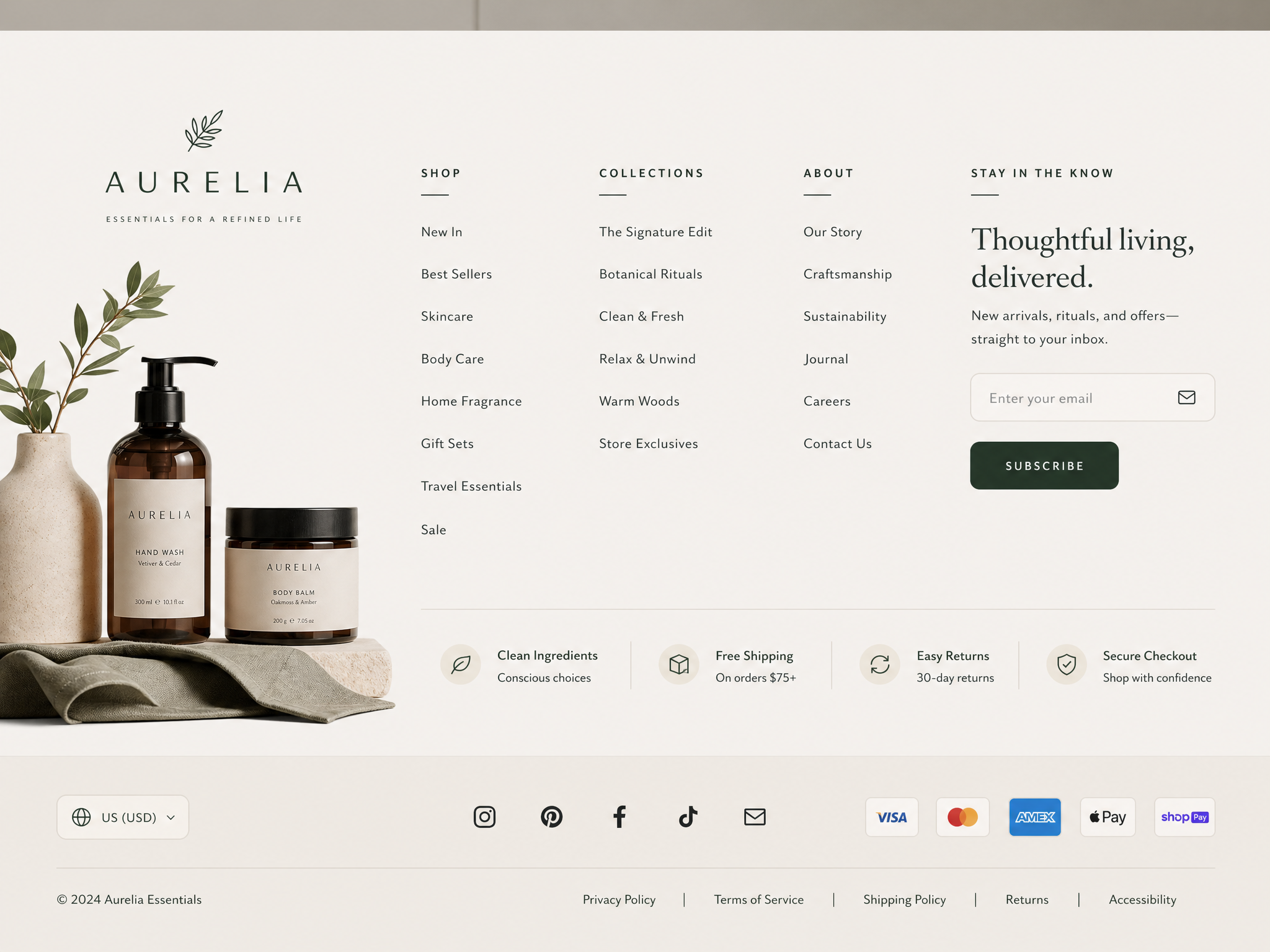 E-commerce Footer web design