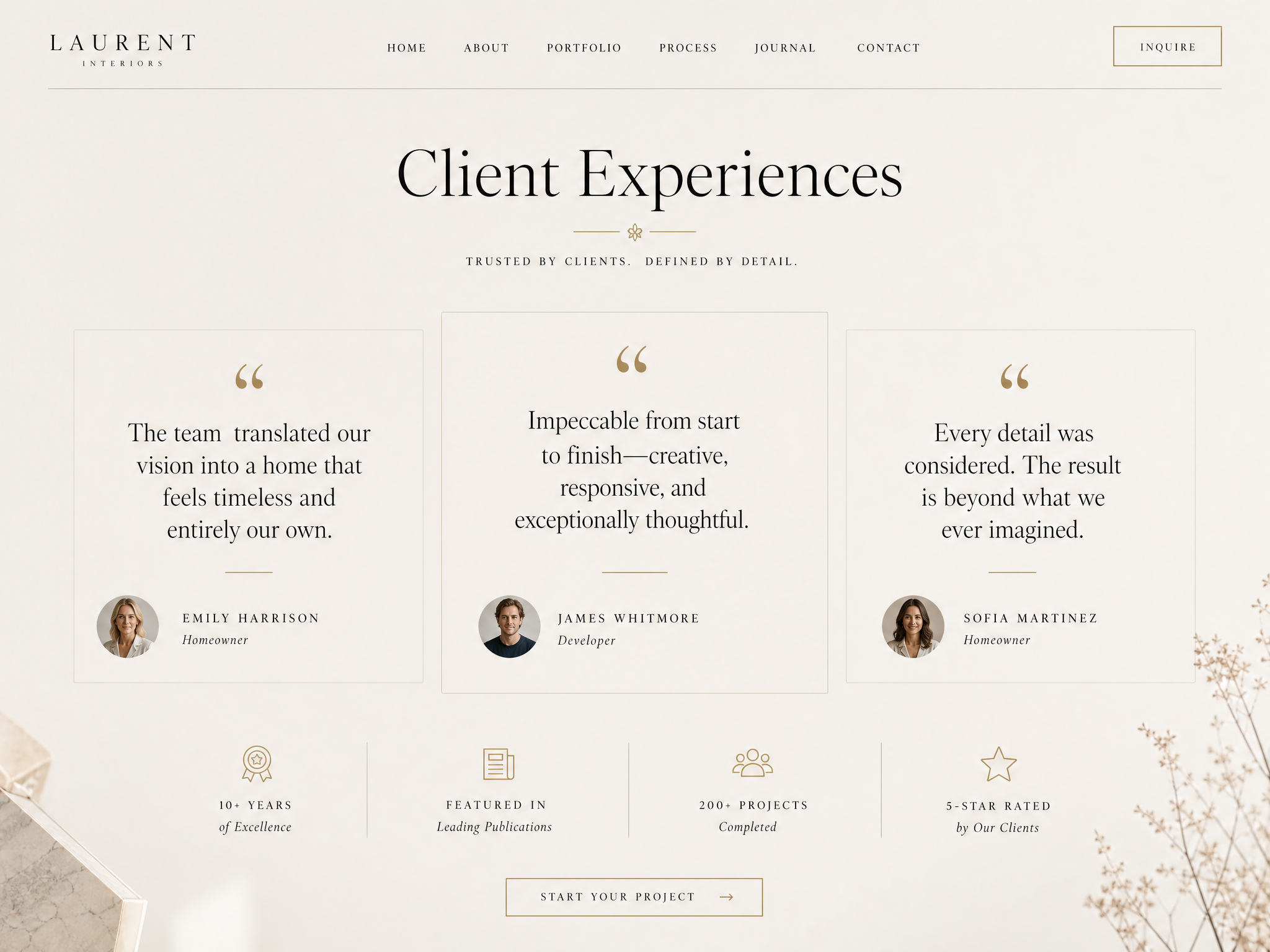 Serif Testimonials web design