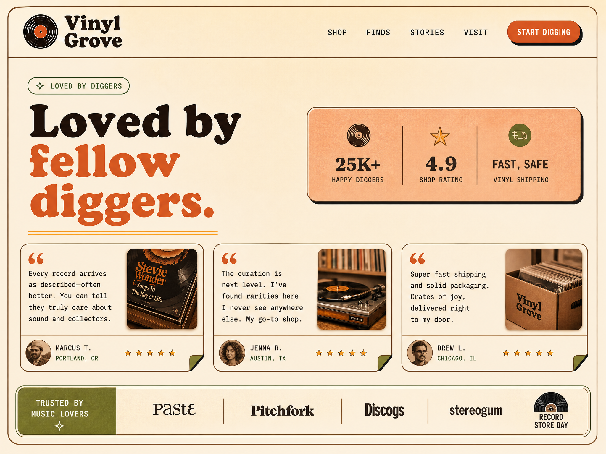 Retro Testimonials web design