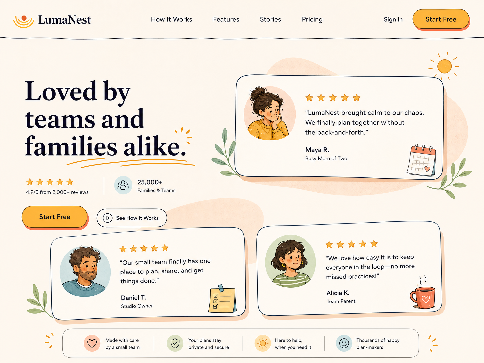 Illustration Testimonials web design
