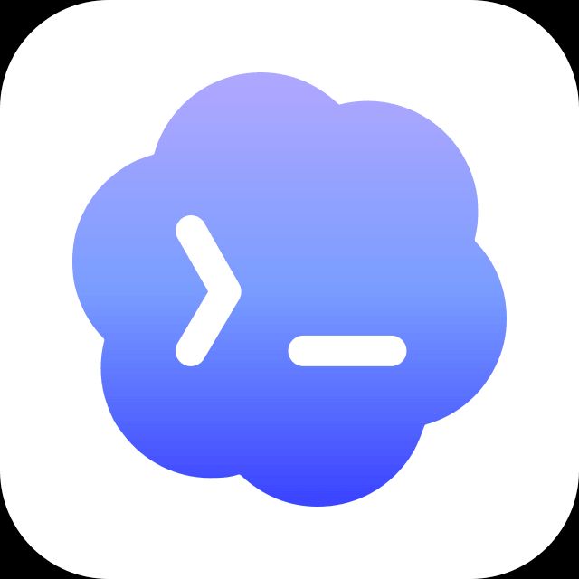 A minimalist cloud-shaped icon contains a simple comman...