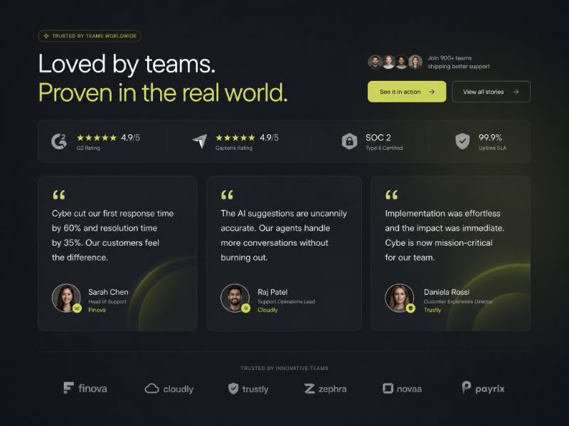 SaaS Testimonials web design