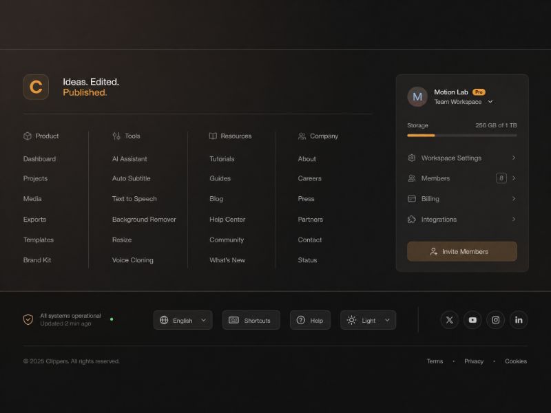 Dashboard Footer web design