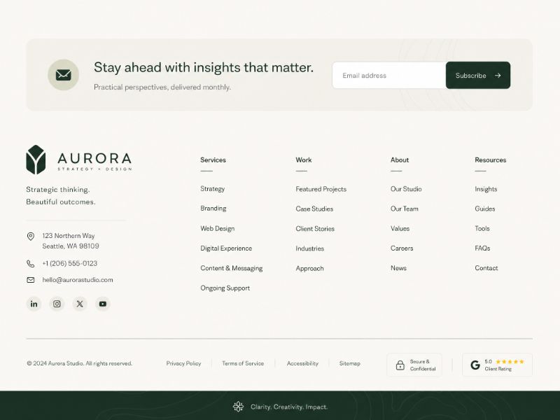 Services Footer web design