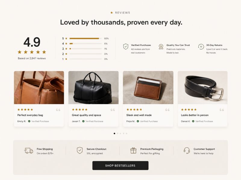 E-commerce Reviews web design