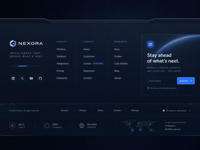 Futuristic Footer web design