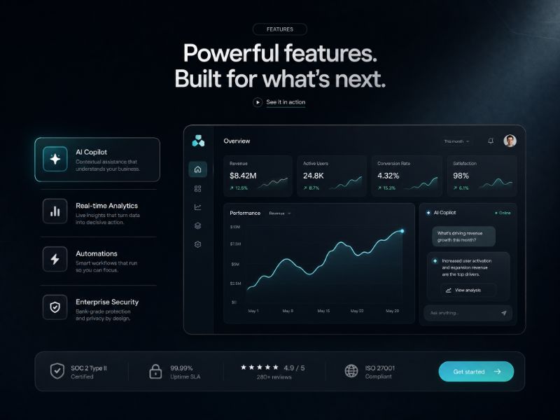 Futuristic Features web design