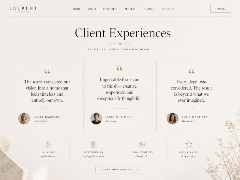 Serif Testimonials web design