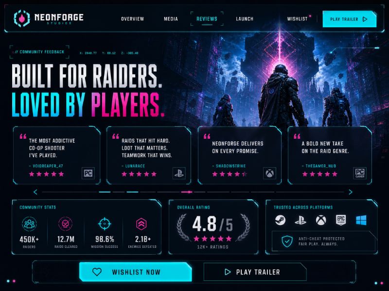 Game Reviews web design