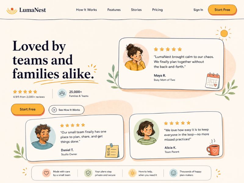Illustration Testimonials web design