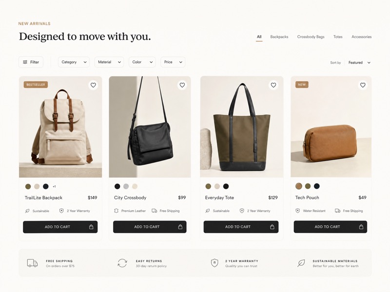E-commerce storefronts AI web design example