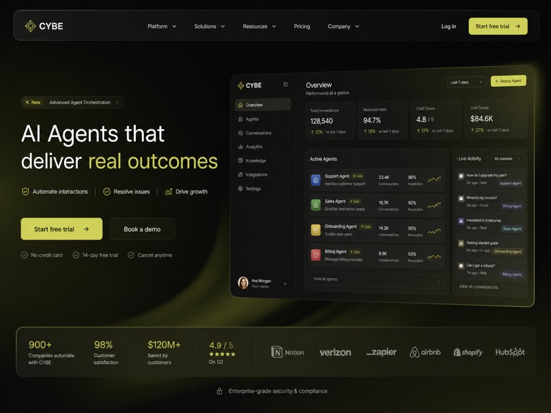 SaaS example web design