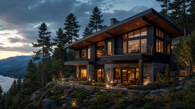 Architectural exterior visualization with material real...