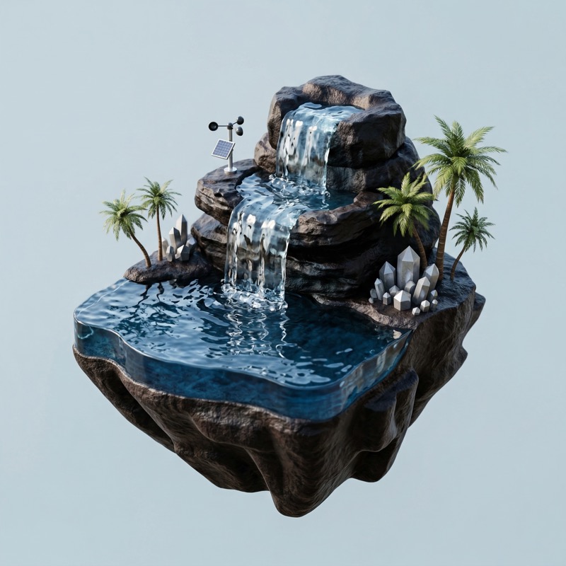 3D Floating Island Waterfall Diorama