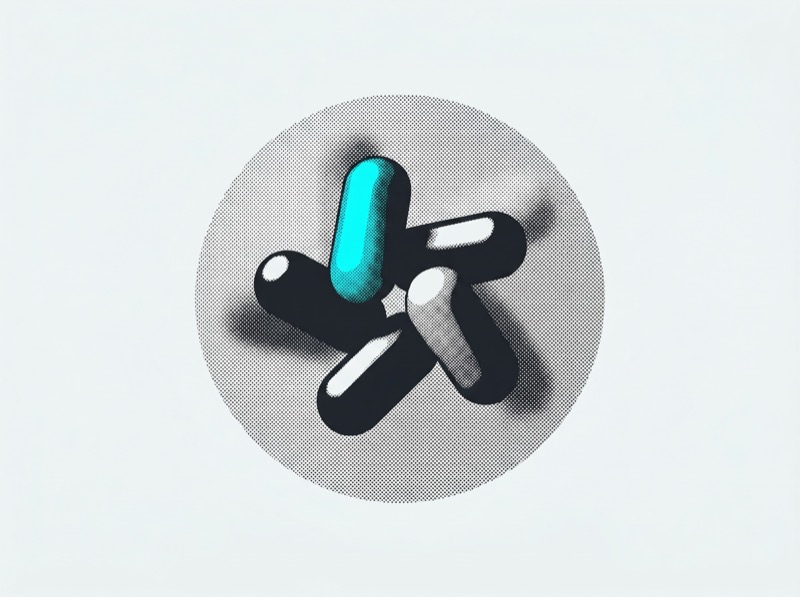 Abstract 3D icon with halftone circle background